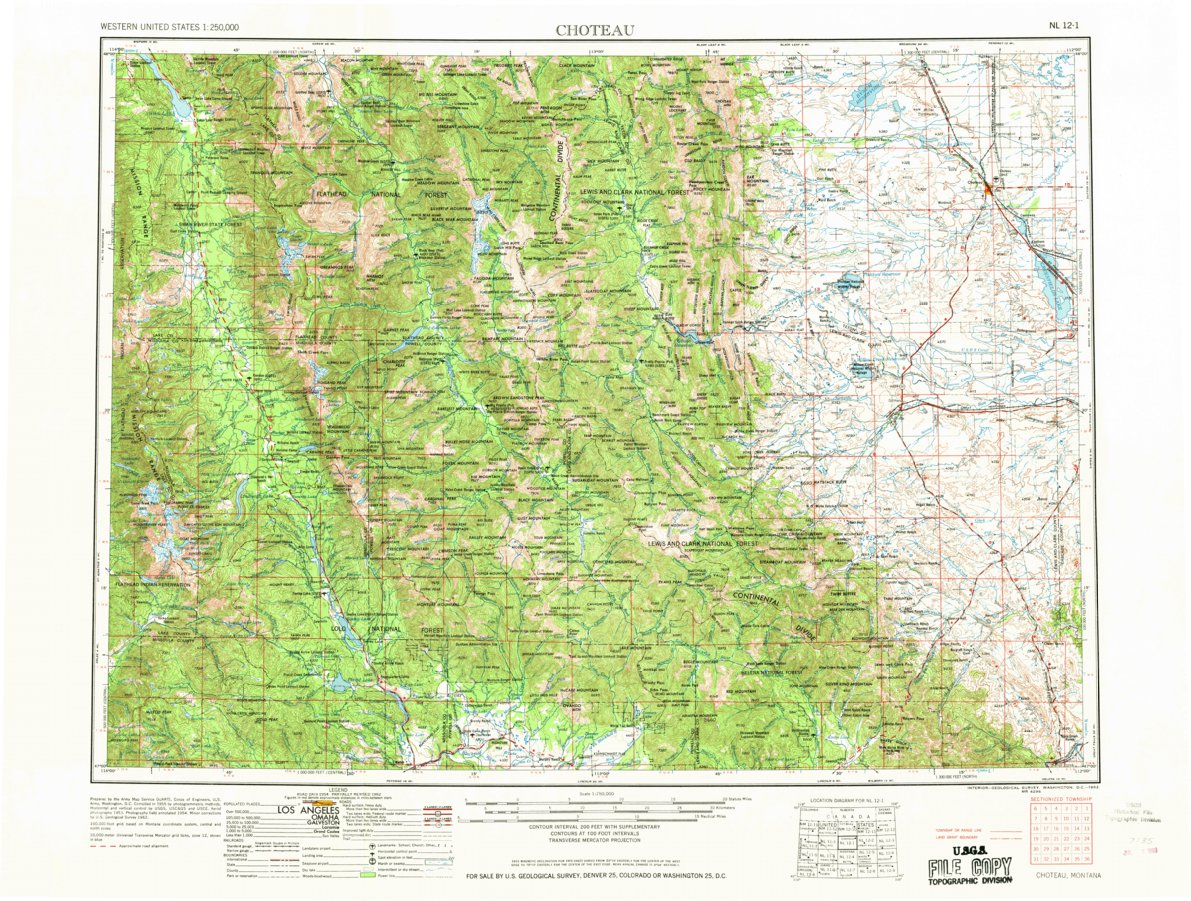 Choteau, MT (1962, 250000Scale) Map by United States Geological Survey