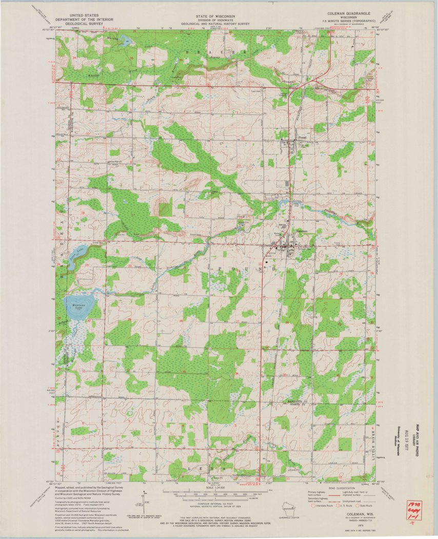 Coleman, WI (1973, 24000Scale) Map by United States Geological Survey