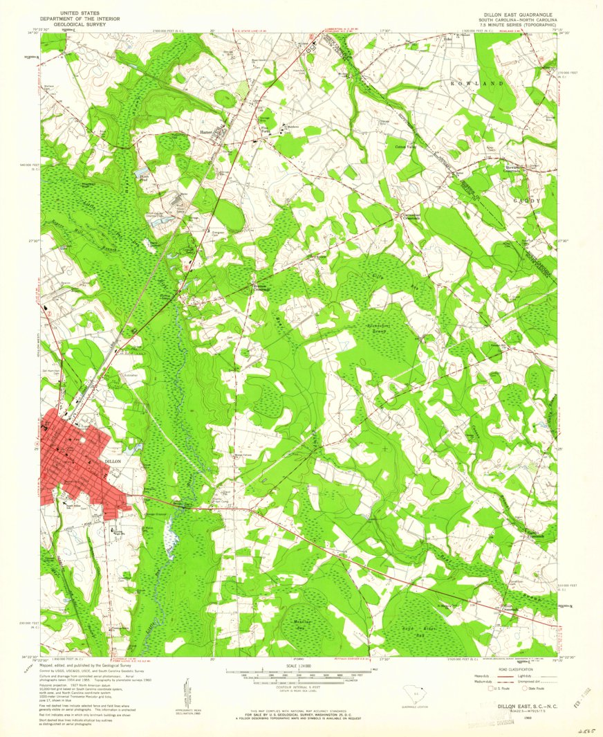 Dillon East, SCNC (1960, 24000Scale) Map by United States Geological