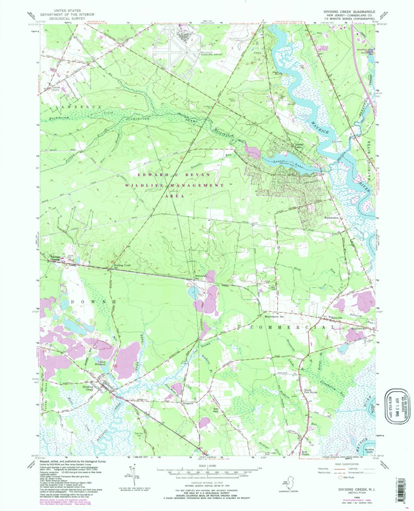 Dividing Creek, NJ (1956, 24000Scale) Map by United States Geological