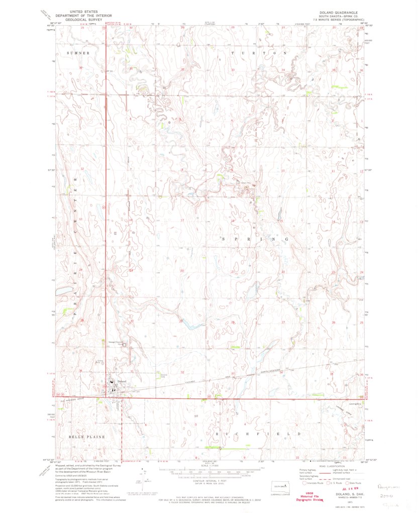 Doland, SD (1971, 24000Scale) Map by United States Geological Survey Avenza Maps