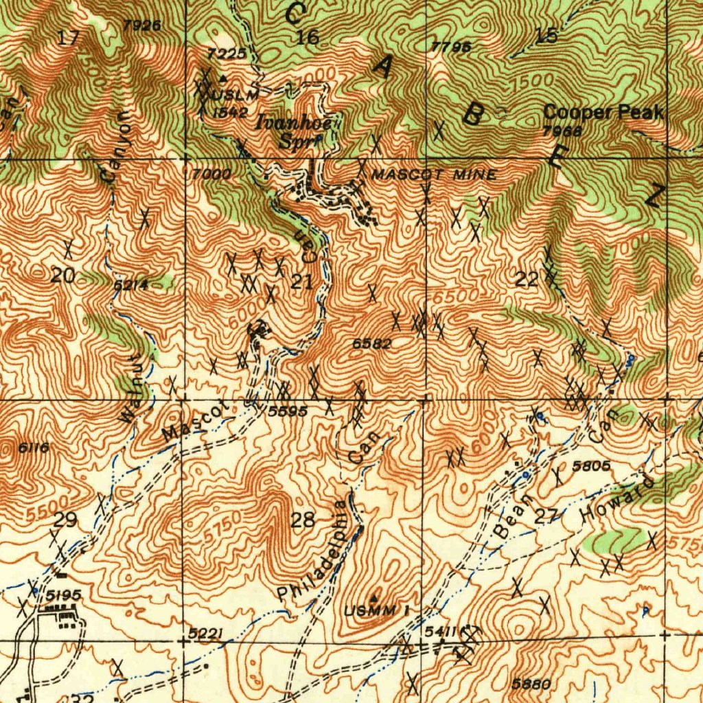 Dos Cabezas, AZ (1943, 62500Scale) Map by United States Geological