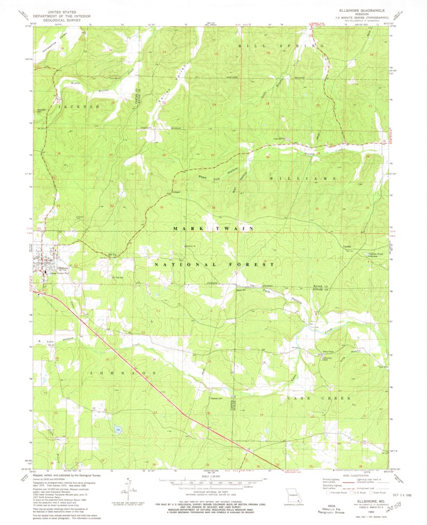 Ellsinore, MO (1980, 24000Scale) Map by United States Geological