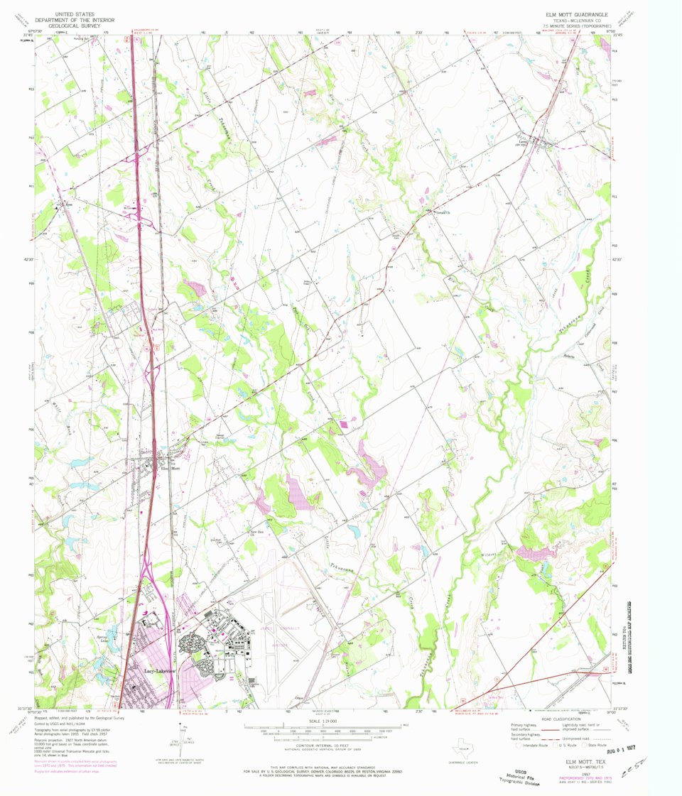 Elm Mott, TX (1957, 24000Scale) Map by United States Geological Survey Avenza Maps