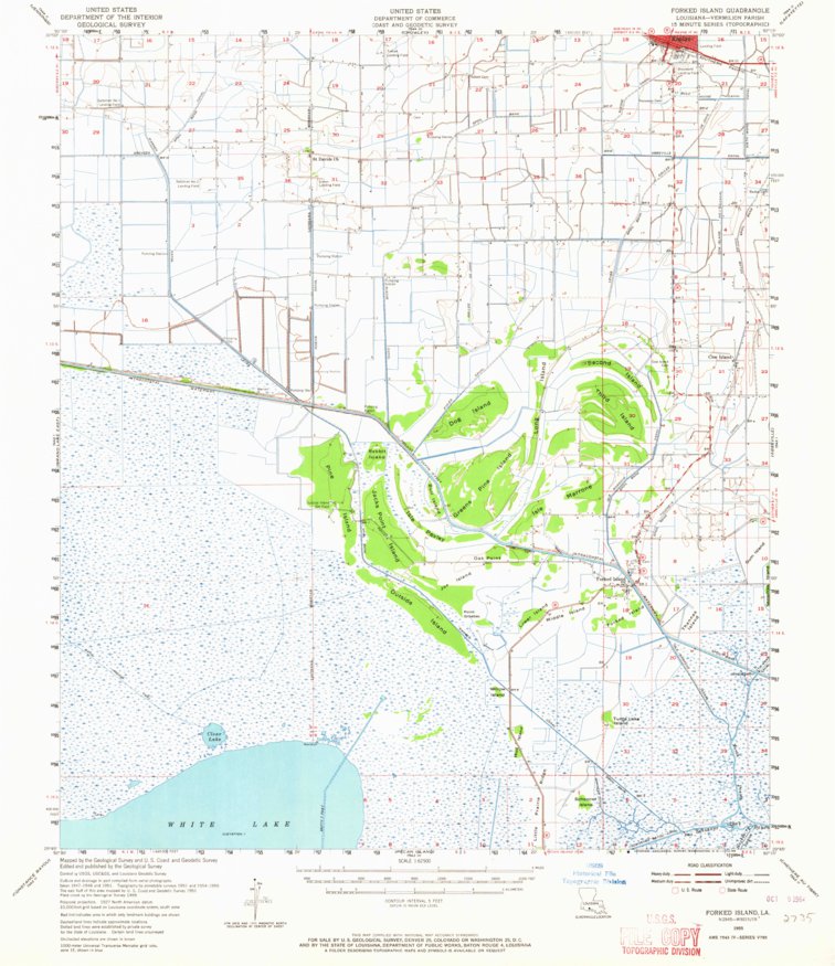 Forked Island, LA (1955, 62500Scale) Map by United States Geological