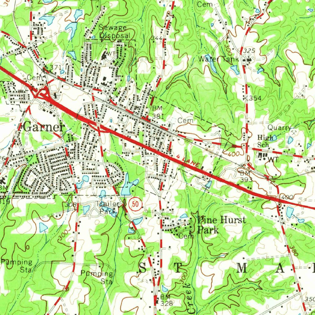 Garner, Nc (1964, 62500-scale) Map By United States Geological Survey 