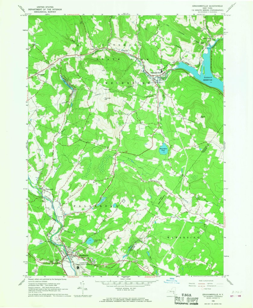 Grahamsville, NY (1966, 24000Scale) Map by United States Geological
