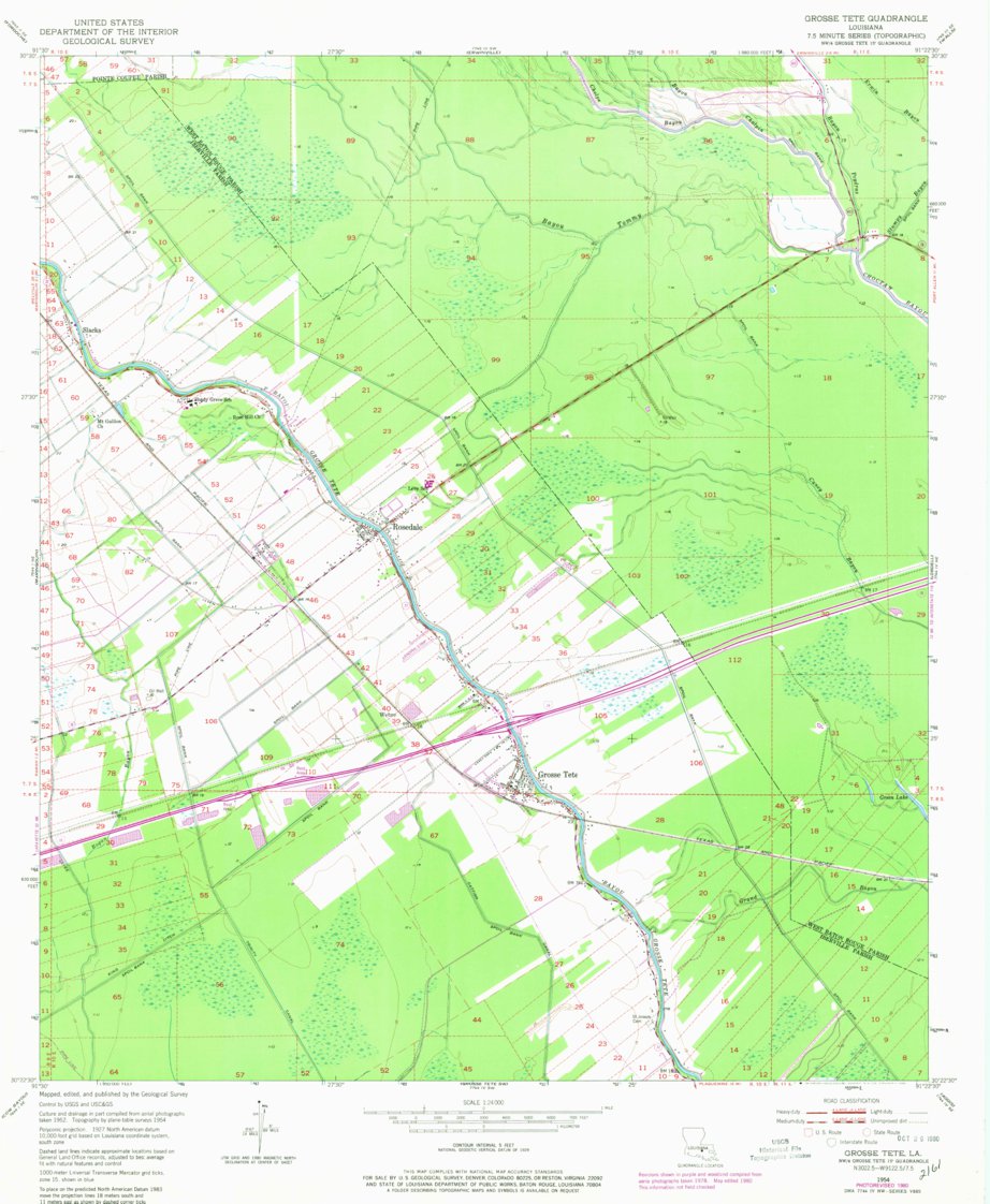 Grosse Tete, LA (1954, 24000Scale) Map by United States Geological Survey Avenza Maps