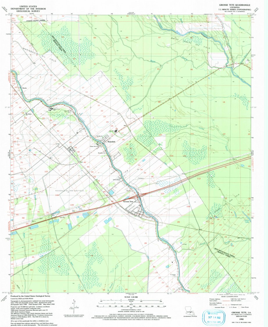 Grosse Tete, LA (1992, 24000Scale) Map by United States Geological Survey Avenza Maps