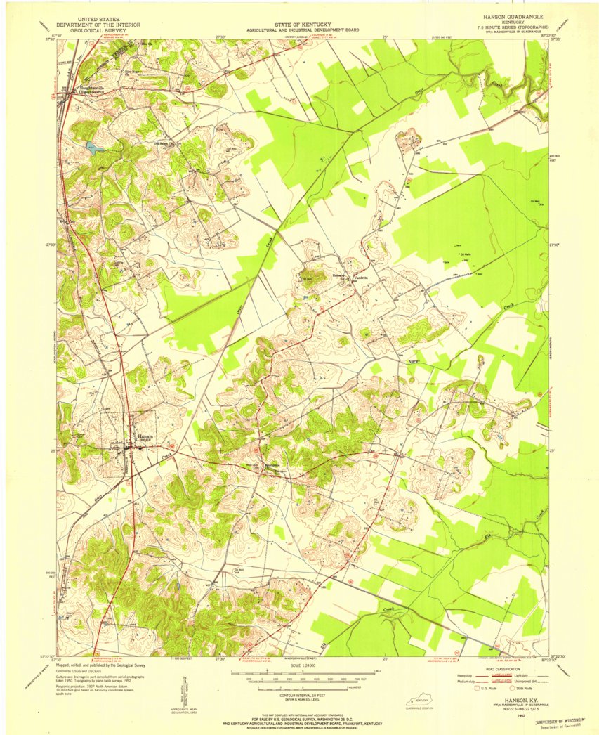 Hanson, KY (1952, 24000Scale) Map by United States Geological Survey Avenza Maps
