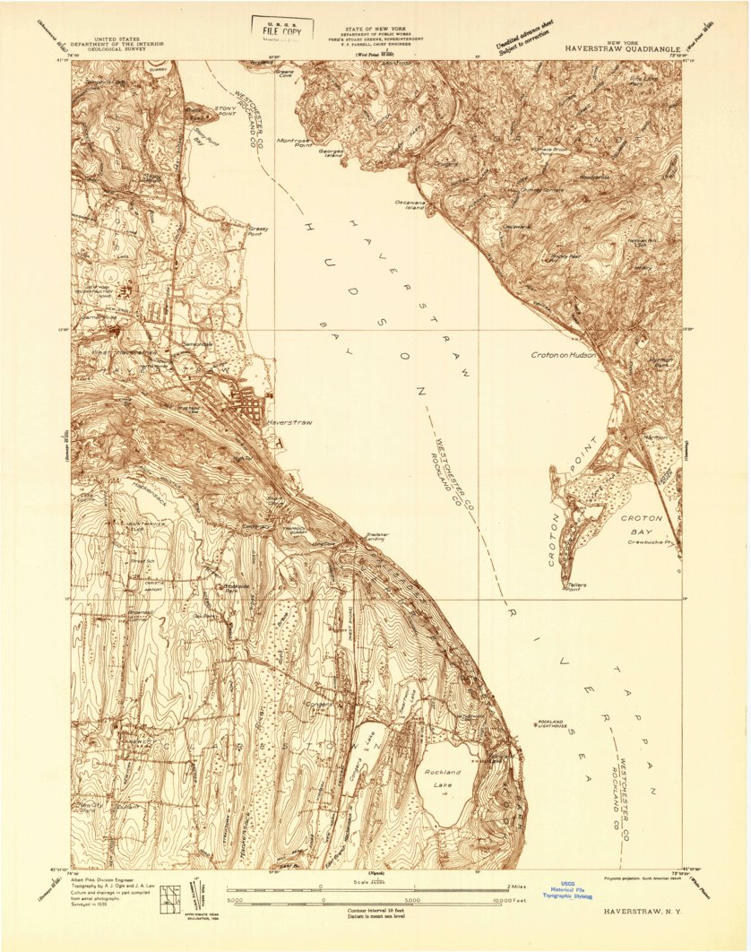 Haverstraw, NY (1938, 24000Scale) Map by United States Geological