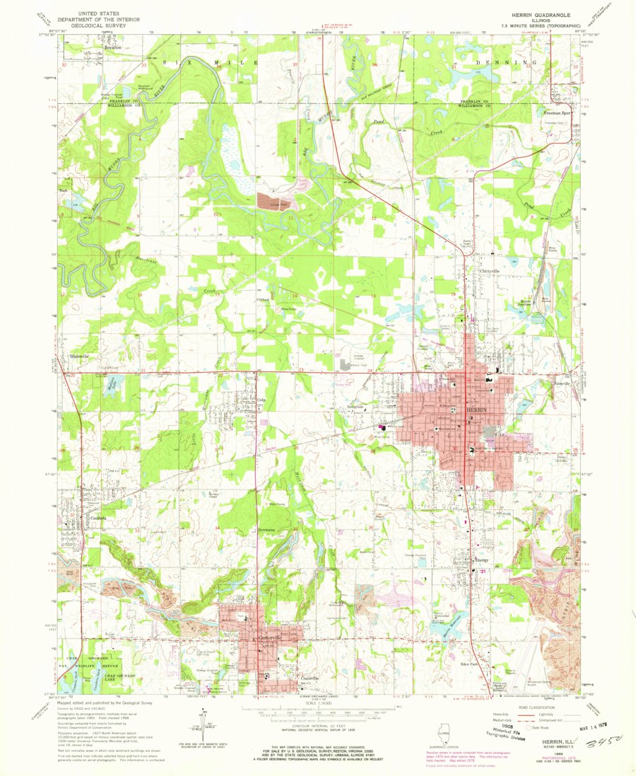 Herrin, IL (1968, 24000Scale) Map by United States Geological Survey Avenza Maps