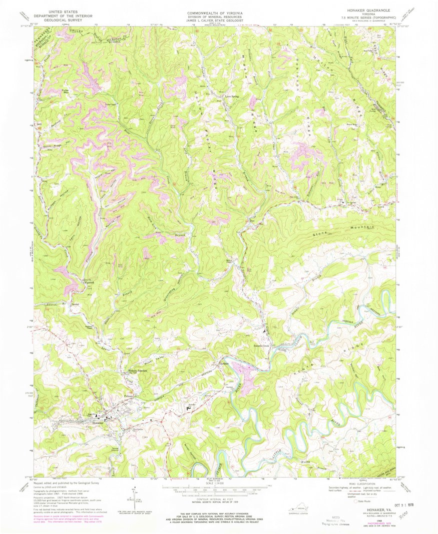 Honaker, VA (1968, 24000Scale) Map by United States Geological Survey