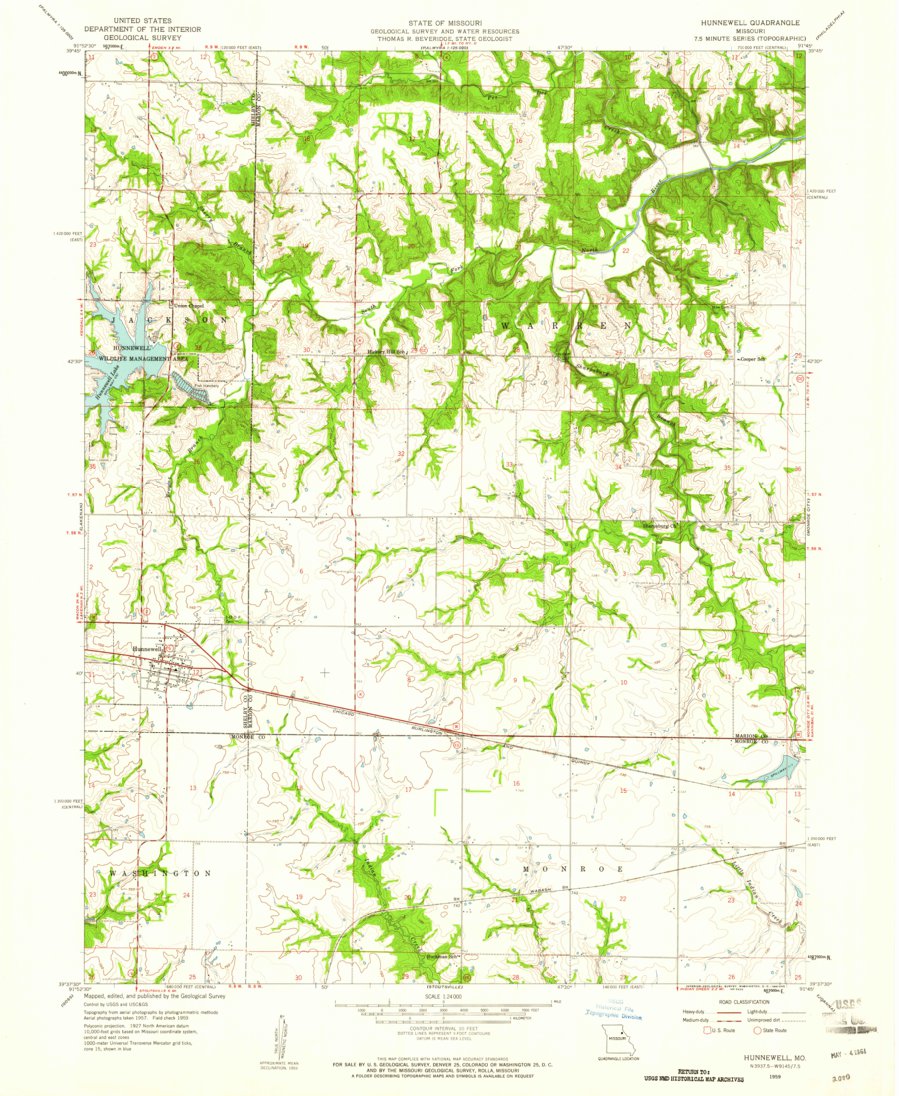 Hunnewell, MO (1959, 24000Scale) Map by United States Geological