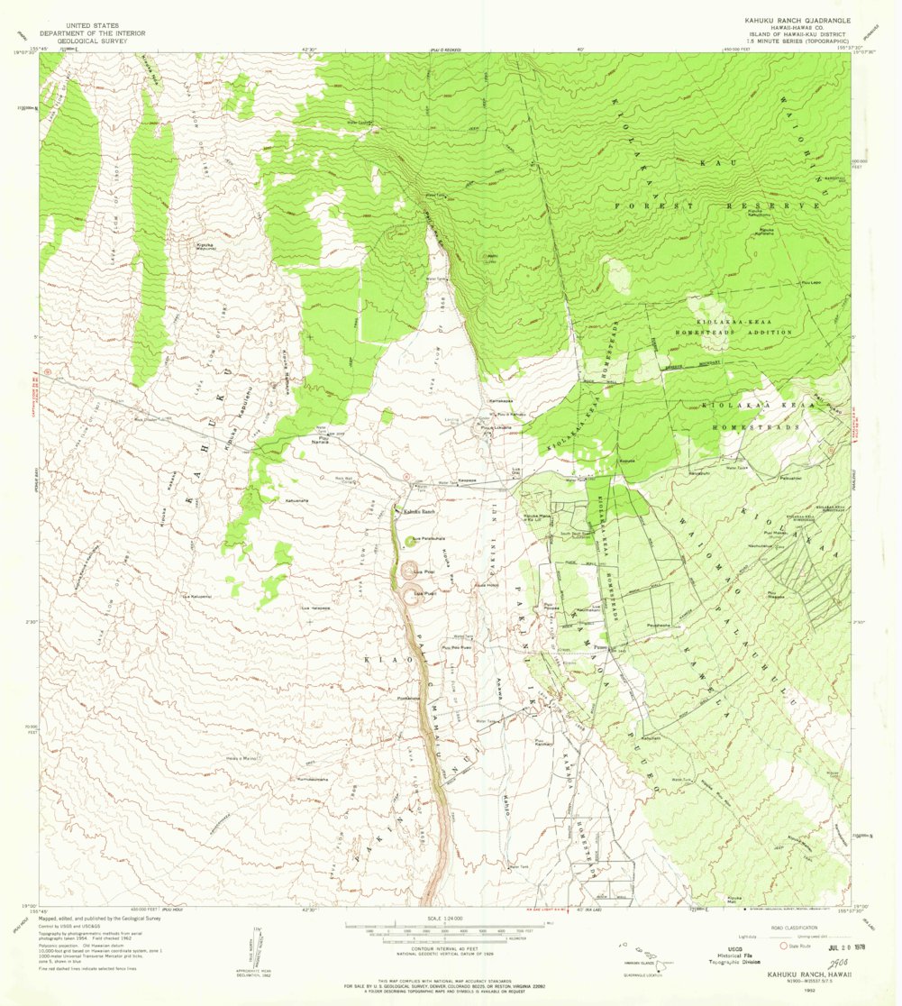 Kahuku Ranch, HI (1962, 24000Scale) Map by United States Geological