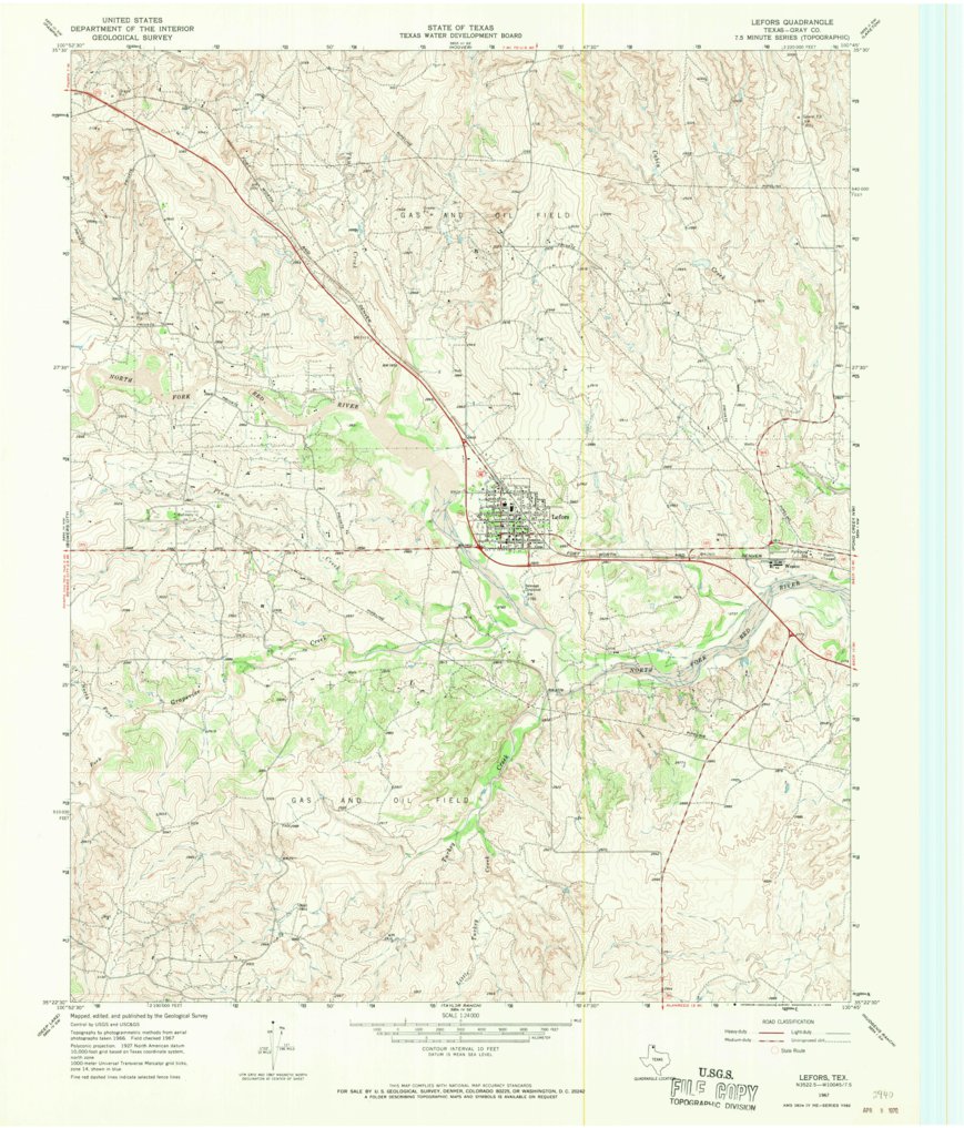 Lefors, TX (1967, 24000Scale) Map by United States Geological Survey Avenza Maps