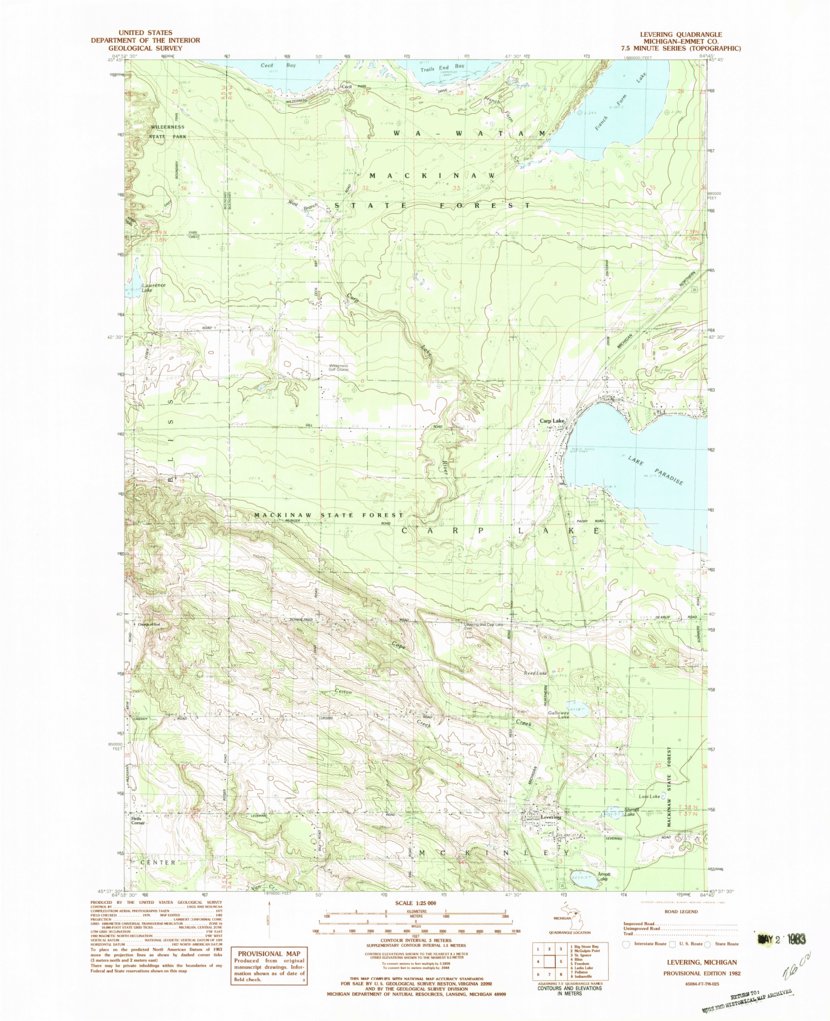 Levering, MI (1982, 25000Scale) Map by United States Geological Survey