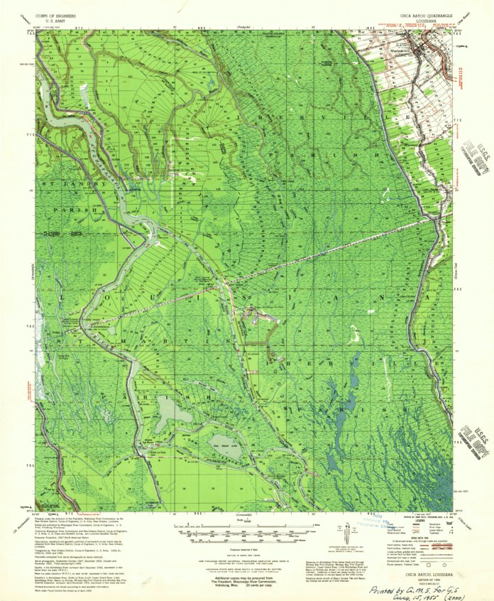 Maringouin, LA (1955, 62500Scale) Map by United States Geological