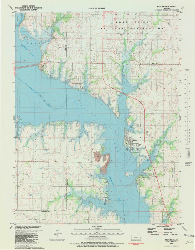 Milford, KS (1982, 24000Scale) Map by United States Geological Survey