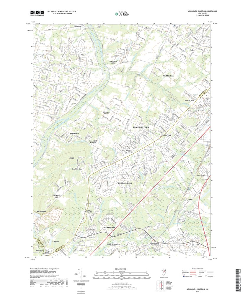 Monmouth Junction, NJ (2019, 24000Scale) Map by United States Geological Survey Avenza Maps