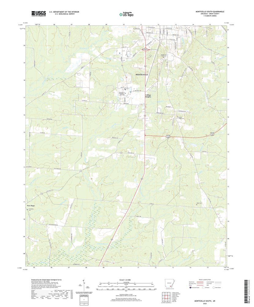 Monticello South, AR (2020, 24000Scale) Map by United States
