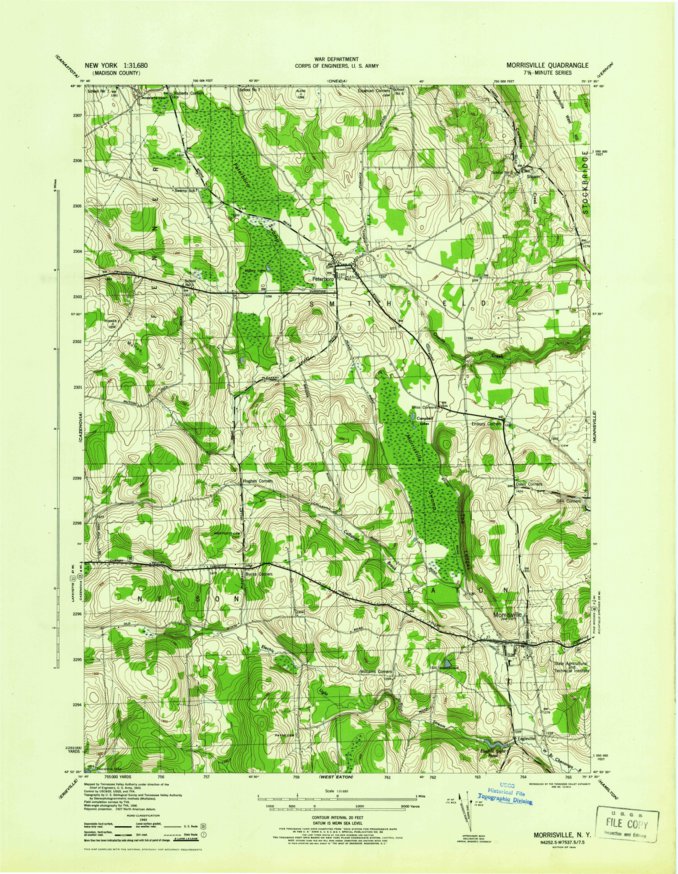 Morrisville, NY (1944, 31680Scale) Map by United States Geological
