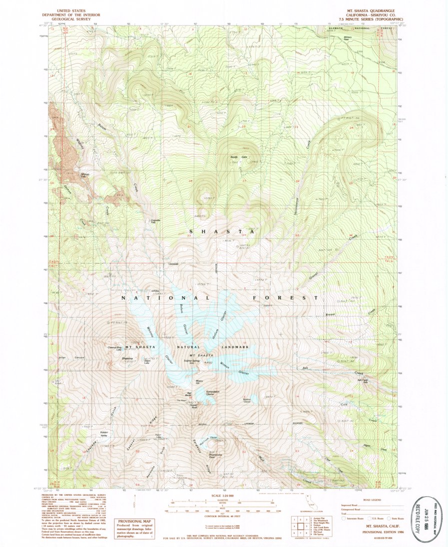 Mount Shasta, CA (1986, 24000-Scale) Map by United States Geological ...