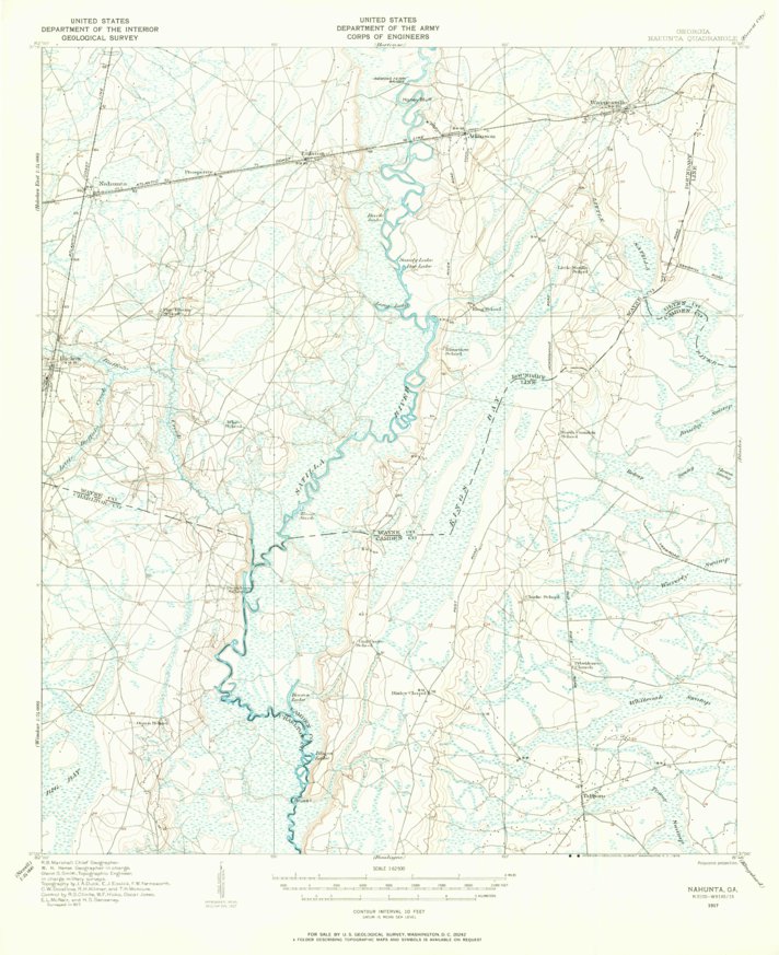 Nahunta, GA (1917, 62500Scale) Map by United States Geological Survey