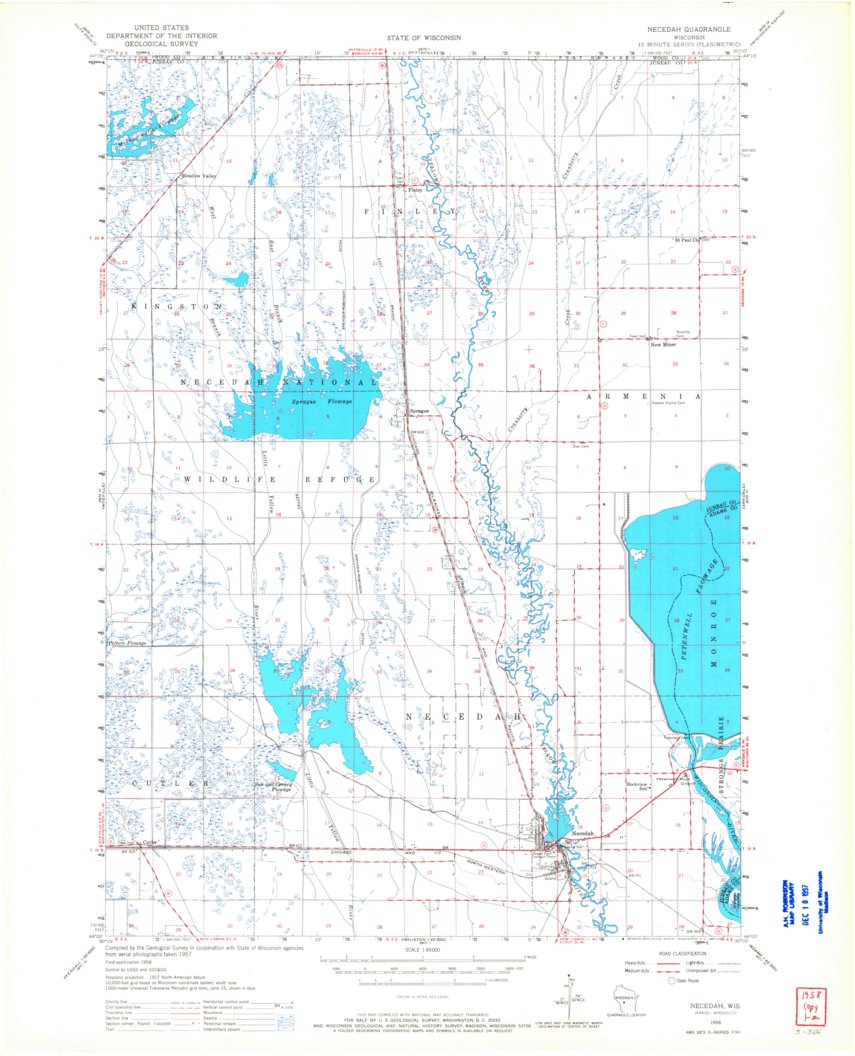 Necedah, Wi (1958, 48000-scale) Map By United States Geological Survey 