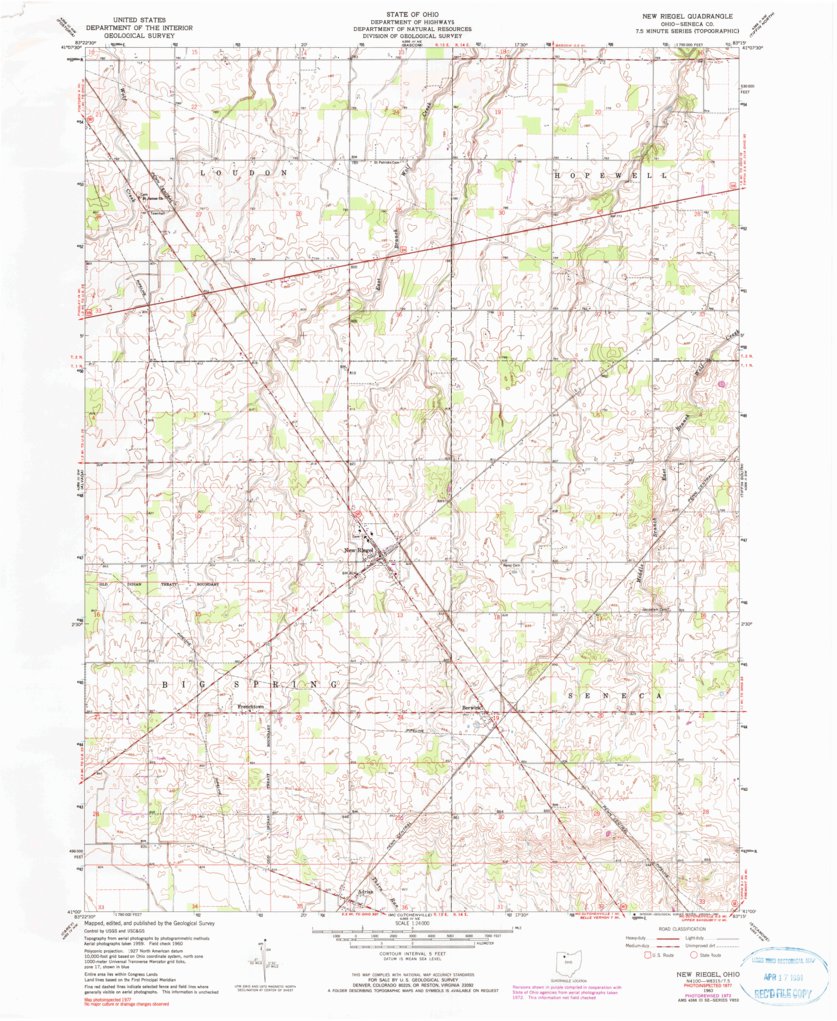 New Riegel, OH (1960, 24000Scale) Map by United States Geological