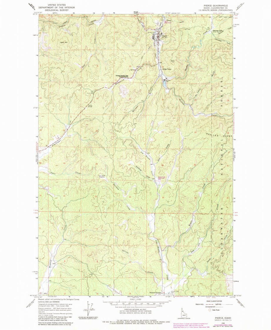 Pierce, ID (1966, 24000Scale) Map by United States Geological Survey