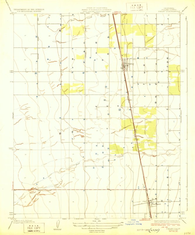 Pixley, CA (1929, 31680Scale) Map by United States Geological Survey