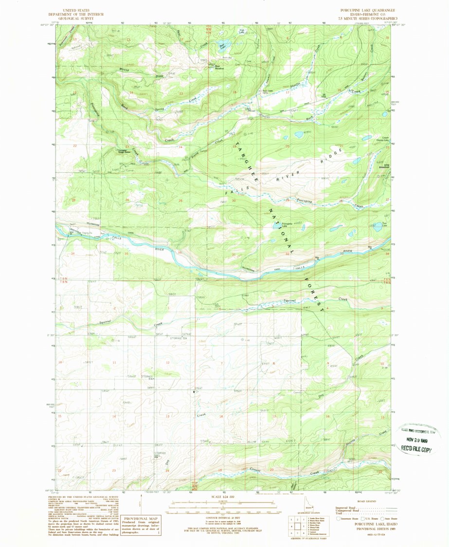 Porcupine Lake, ID (1989, 24000Scale) Map by United States Geological