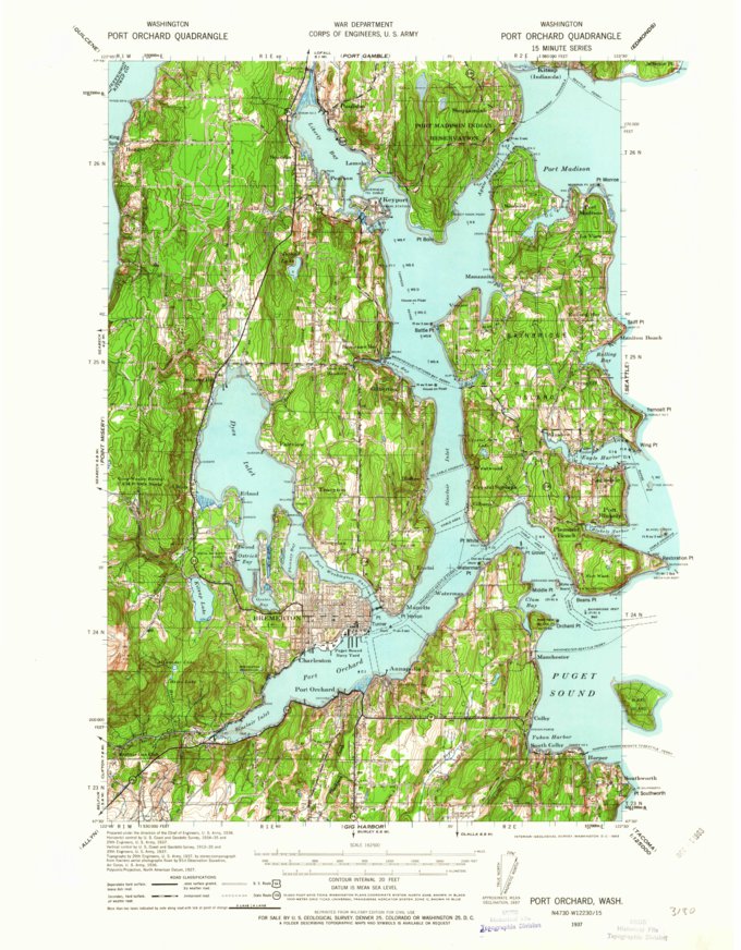 Port Orchard, WA (1937, 62500-Scale) Map by United States Geological ...