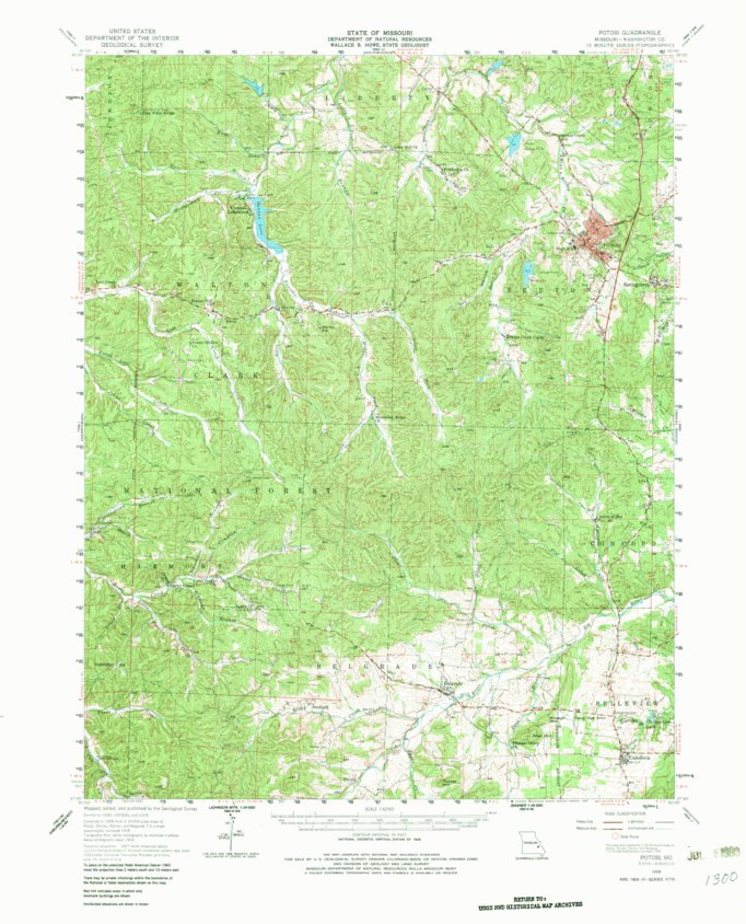 Potosi, MO (1958, 62500Scale) Map by United States Geological Survey