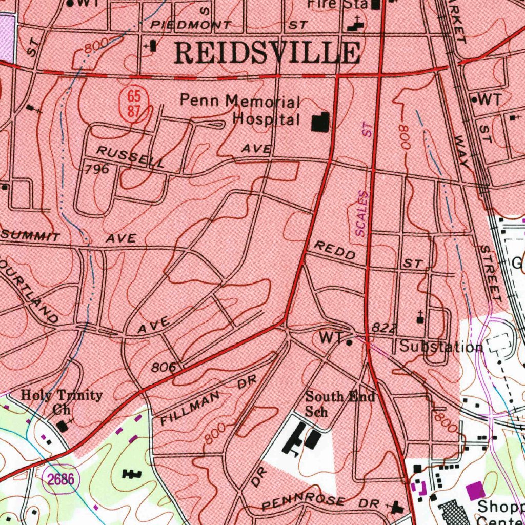 Reidsville, Nc (1972, 24000-scale) Map By United States Geological 