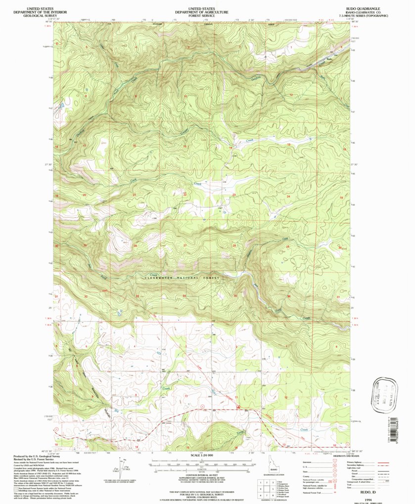 Rudo, ID (1994, 24000-Scale) Map by United States Geological Survey