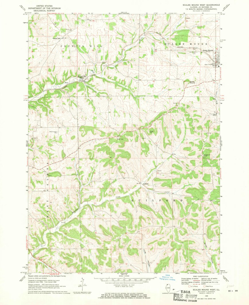 Scales Mound West Il 1968 24000 Scale Map By United States