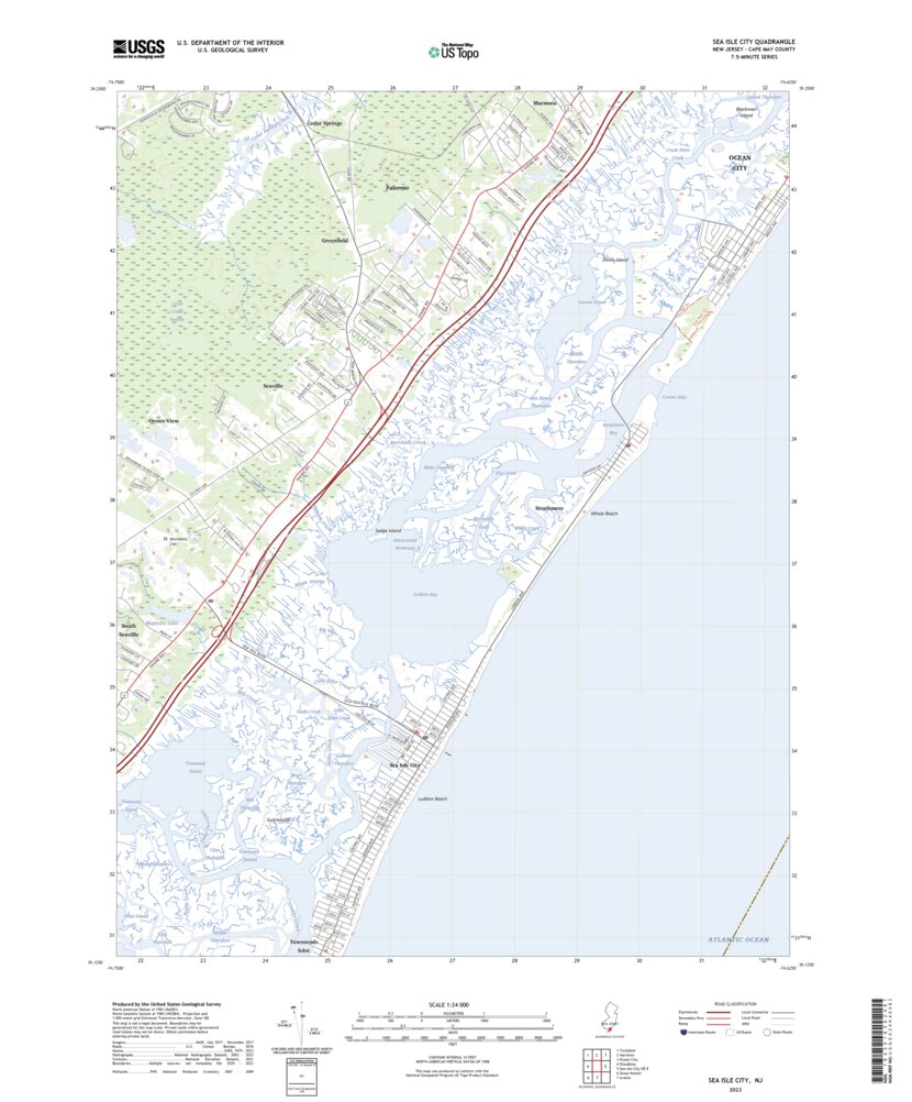 Sea Isle City, NJ (2023, 24000-Scale) Map by United States Geological