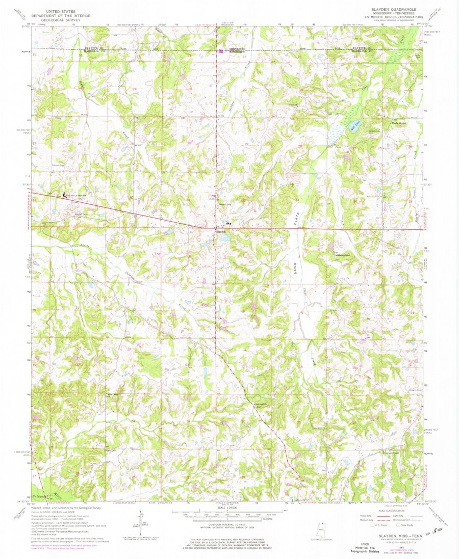 Slayden, MSTN (1965, 24000Scale) Map by United States Geological Survey Avenza Maps