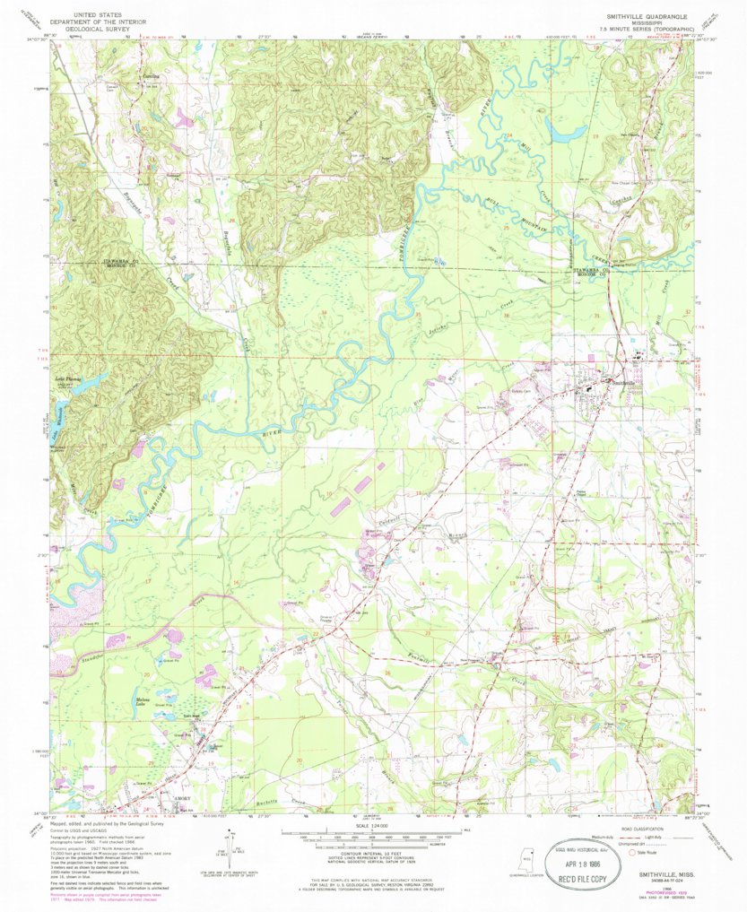 Smithville, MS (1966, 24000Scale) Map by United States Geological