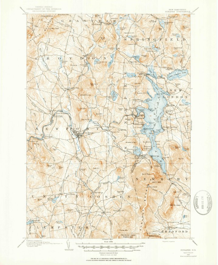 Sunapee, NH (1902, 62500Scale) Map by United States Geological Survey
