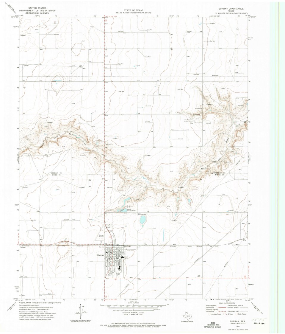 Sunray, TX (1972, 24000Scale) Map by United States Geological Survey