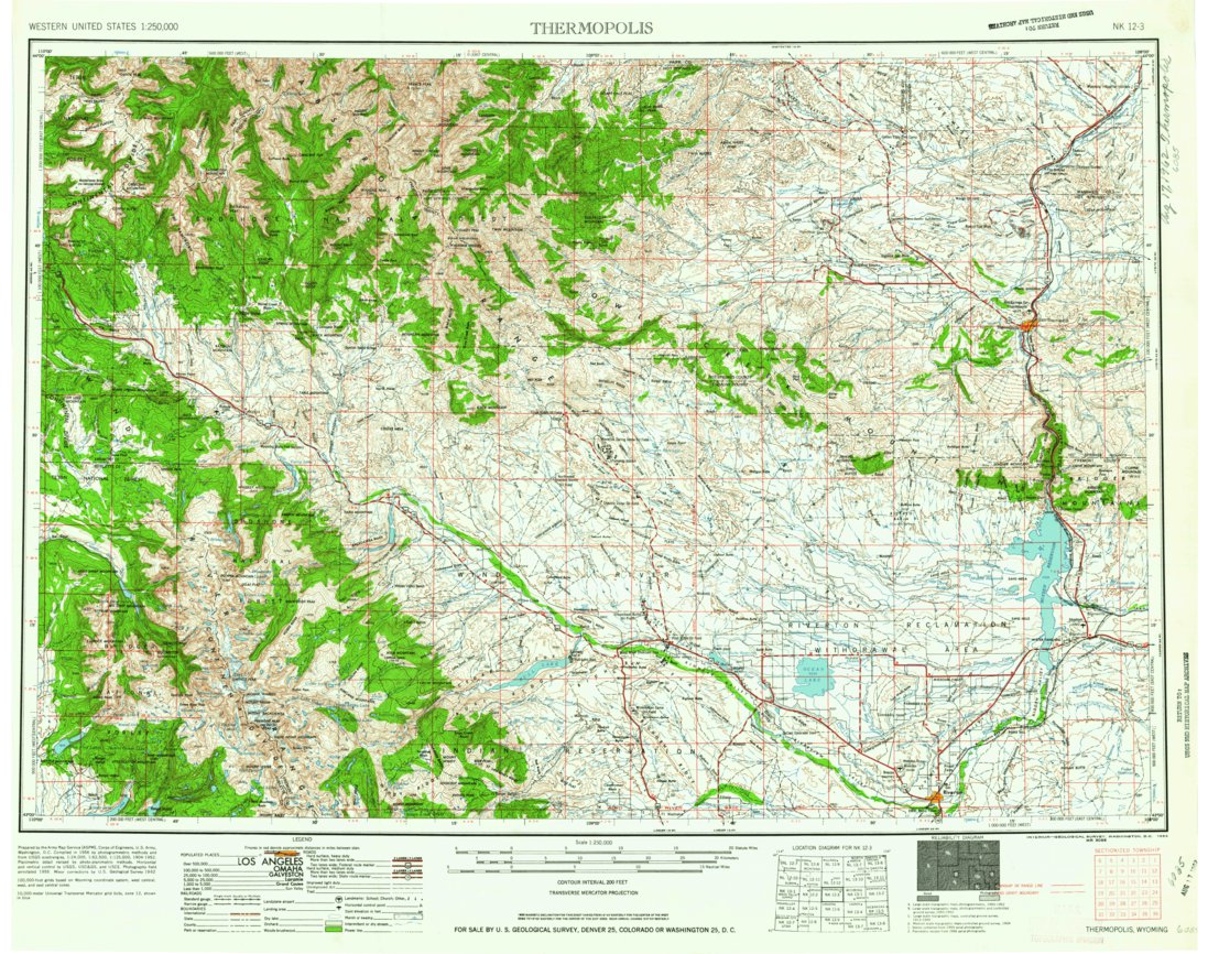 Thermopolis, WY (1962, 250000Scale) Map by United States Geological