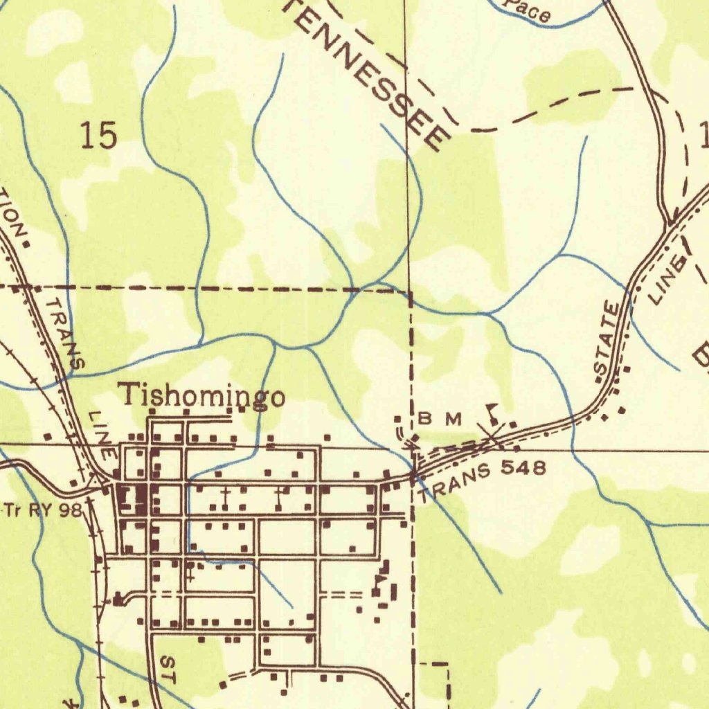 Tishomingo, Ms-al (1936, 24000-scale) Map By United States Geological 