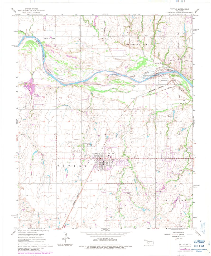 Tuttle, OK (1966, 24000Scale) Map by United States Geological Survey