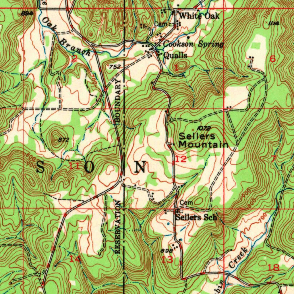 bers Falls, OK (1948, 62500Scale) Map by United States Geological