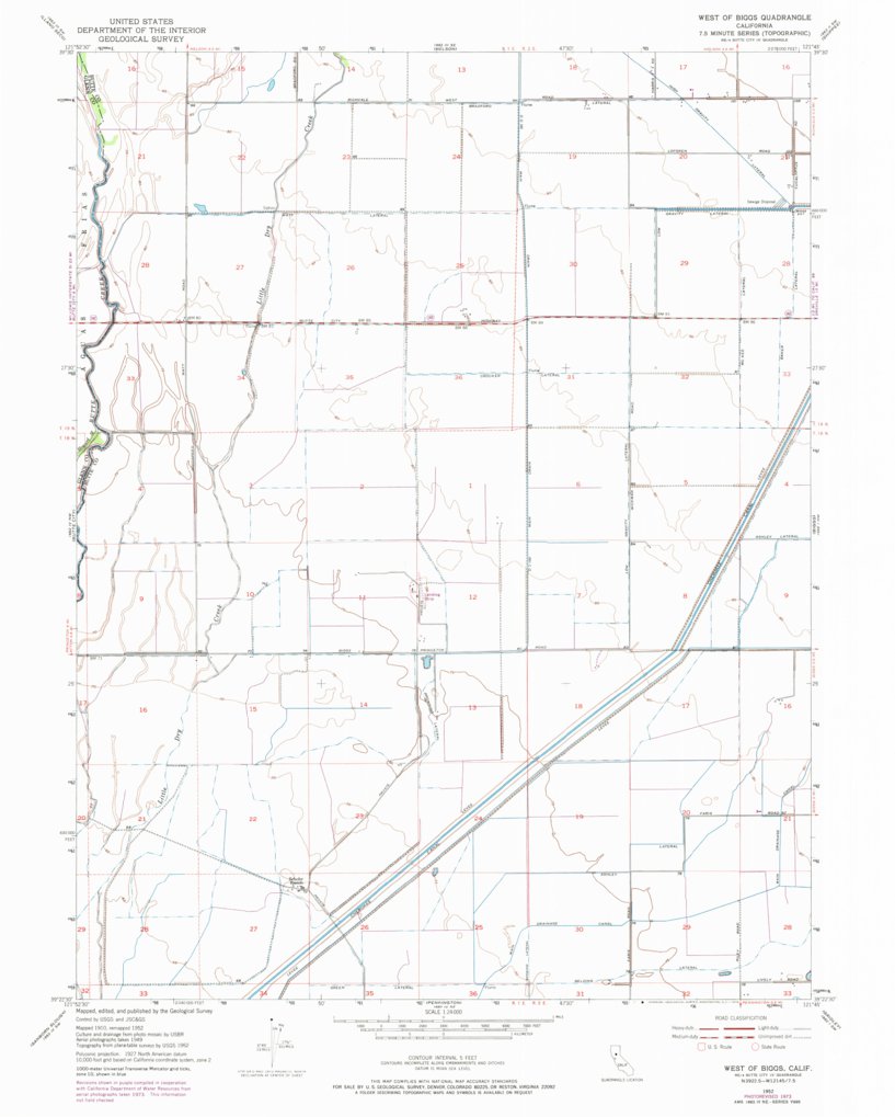 West Of Biggs, CA (1952, 24000Scale) Map by United States Geological Survey Avenza Maps