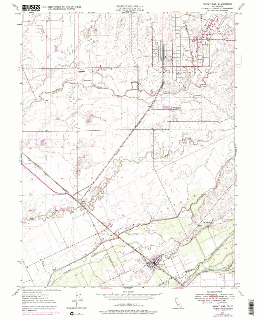 Wheatland, CA (1947, 24000Scale) Map by United States Geological