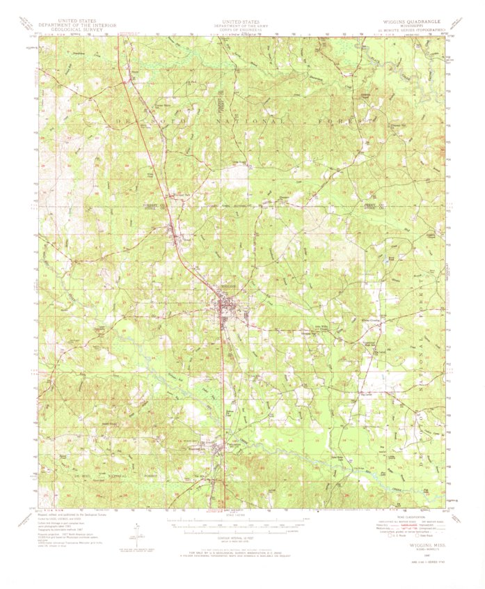 Wiggins, MS (1947, 62500Scale) Map by United States Geological Survey